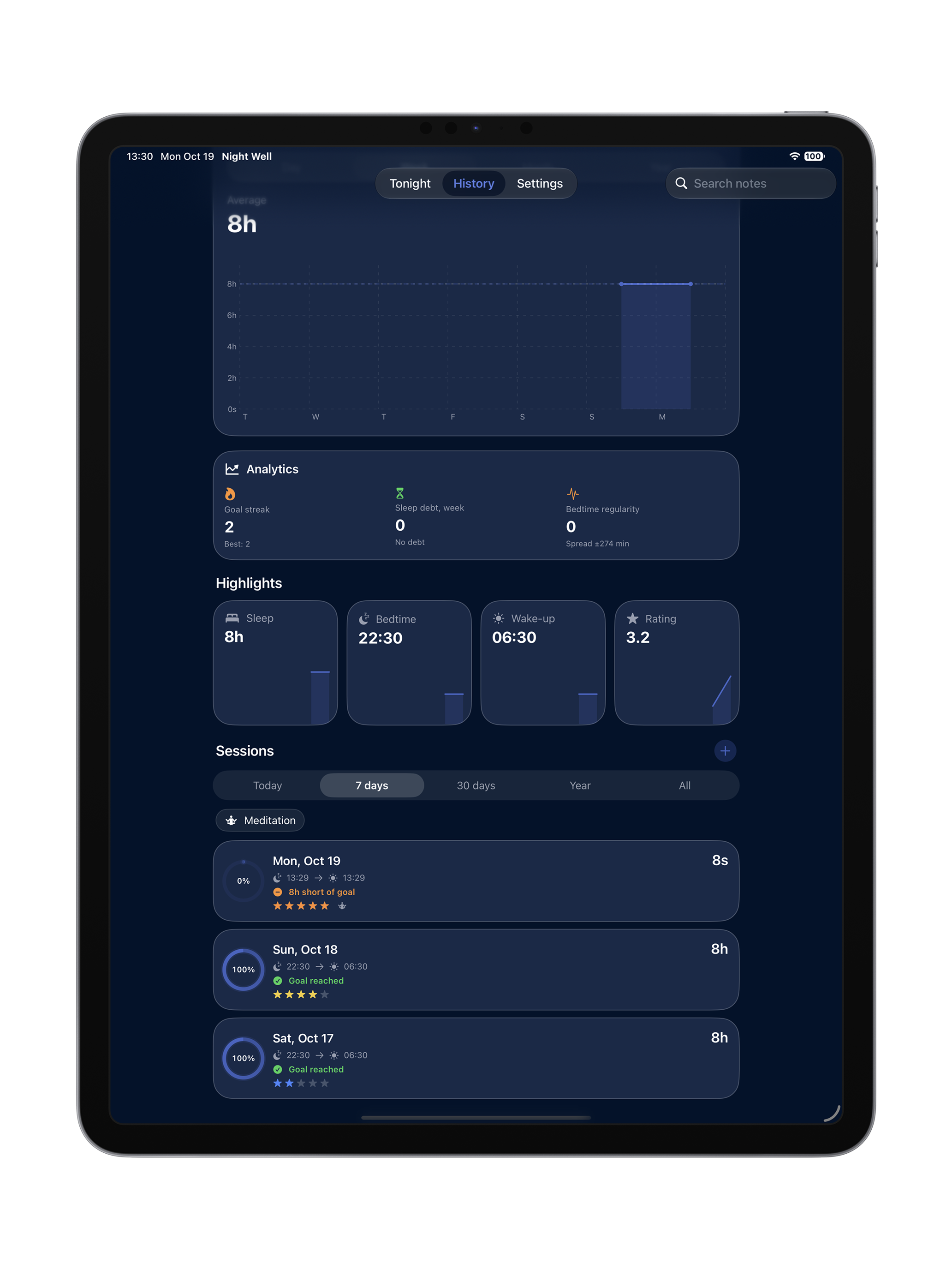 Session Log & Notes Diary